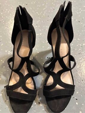 Kelly & Katie Black Cutout Strappy High Heel Sandals